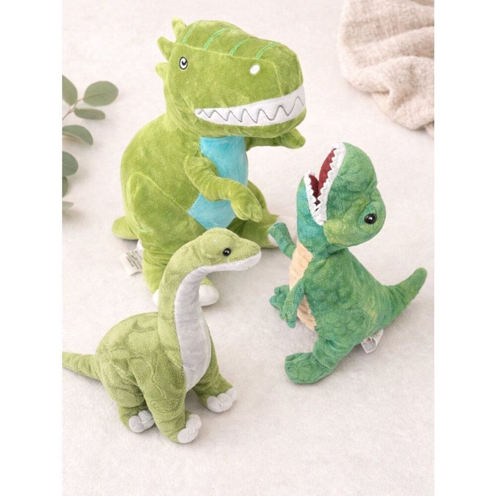 Dinosaur Plush Toy Bundle | Green Stuffed Animals Kids Dino Nursery Decor Gift